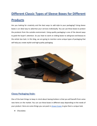Different Classic Types of Sleeve Boxes for Different Products