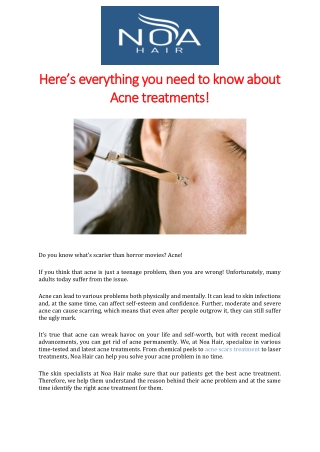 Here’s everything you need to know about Acne treatments!