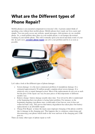 What are the differrent types of phone repair?