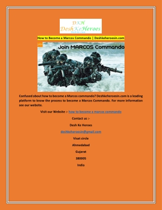 How to Become a Marcos Commando  Deshkeheroesin.com