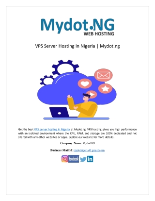 VPS Server Hosting in Nigeria | Mydot.ng
