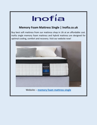 Memory Foam Mattress Single | Inofia.co.uk