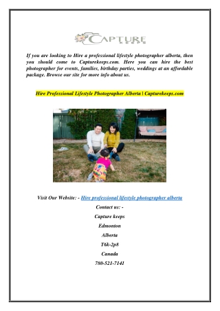 Hire Professional Lifestyle Photographer Alberta | Capturekeeps.com