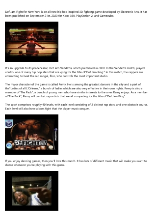 Def Jam Fight For NY Game Review