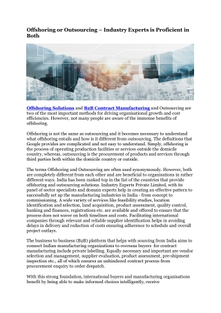 Offshoring or Outsourcing – Industry Experts is Proficient in Both