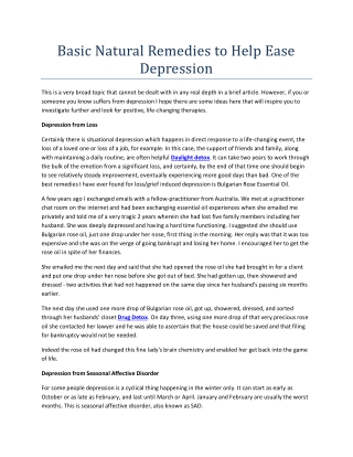 Basic Natural Remedies to Help Ease Depression