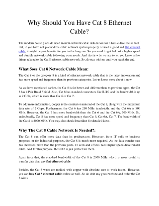 Why Should You Have Cat 8 Ethernet Cable