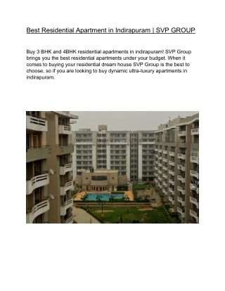 Best Residential Apartment in Indirapuram | SVP GROUP