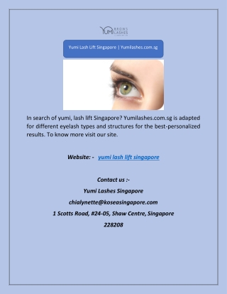 Yumi Lash Lift Singapore | Yumilashes.com.sg