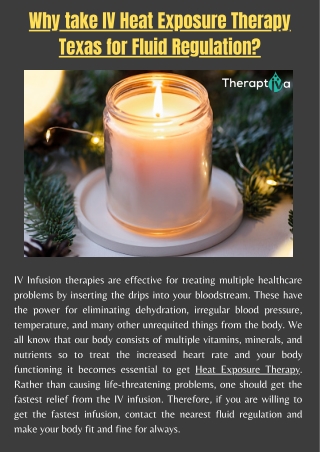 Why take IV Heat Exposure Therapy Texas for Fluid Regulation?