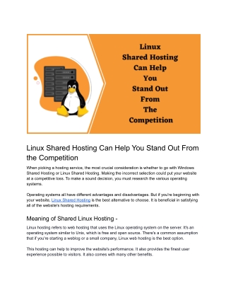 Linux Shared Hosting Can Help You Stand Out From the Competition