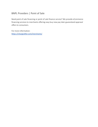 BNPL Providers | Point of Sale