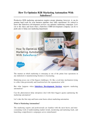 How To Optimize B2B Marketing Automation With Salesforce