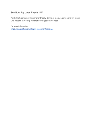 Buy Now Pay Later Shopify USA