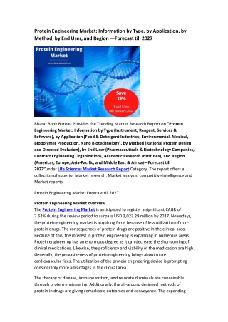 Protein Engineering Market Forecast till 2027