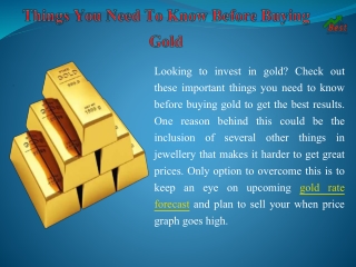 Things You Need To Know Before Buying Gold