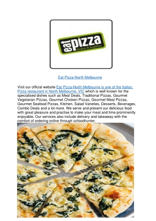 $5 off - Eat Italian, Pizza Restaurant North Melbourne Menu,VIC