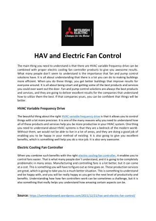 HAV and Electric Fan Control