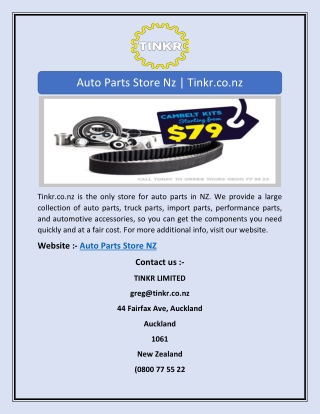 Auto Parts Store Nz | Tinkr.co.nz