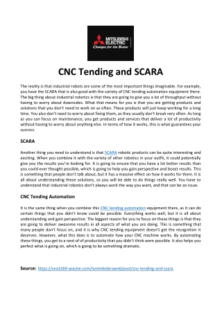 CNC Tending and SCARA