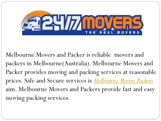 Services of Melbourne Movers N Packers 24/7