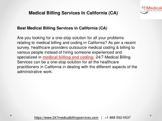 Medical Billing Services In California (CA)