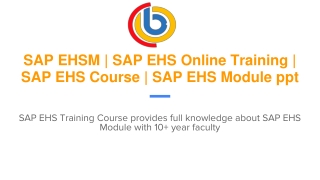 _SAP EHS ppt | SAP Environment health and Safety Training | SAP EHS Course