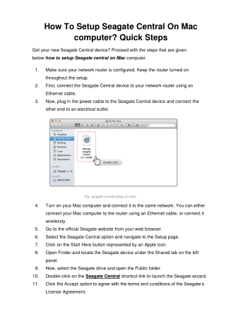 How To Setup Seagate Central On Mac computer?  Quick Steps