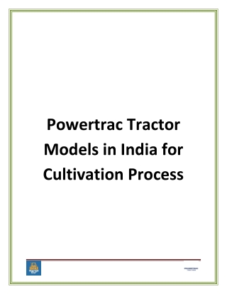 Powertrac Tractor Models in India for Cultivation Process