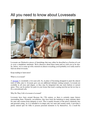 All you need to know about Loveseats