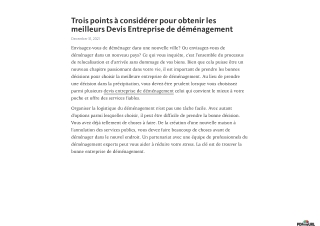 Trois points à considérer pour obtenir les meilleurs Devis Entreprise de déménagement