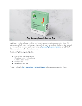 Peg L-Asparaginase injection in Singapore