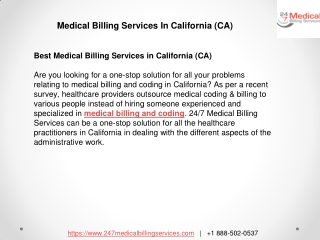 Medical Billing Services In California (CA)