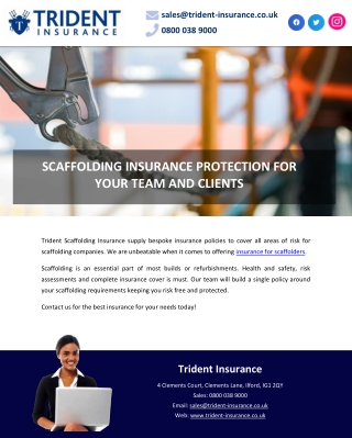 SCAFFOLDING INSURANCE PROTECTION FOR YOUR TEAM AND CLIENTS