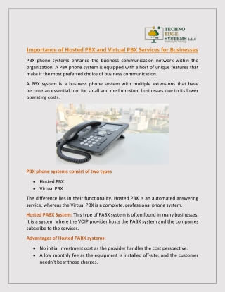 Importance of Hosted PBX and Virtual PBX Services for Businesses