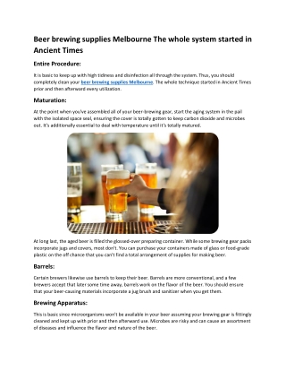 Beer brewing supplies Melbourne
