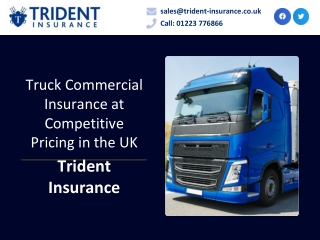 Truck Commercial Insurance at Competitive Pricing in the UK