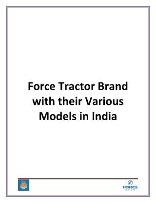 Force Tractor Brand with Their Various Models in India