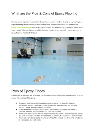 What are the Pros & Cons of Epoxy Flooring