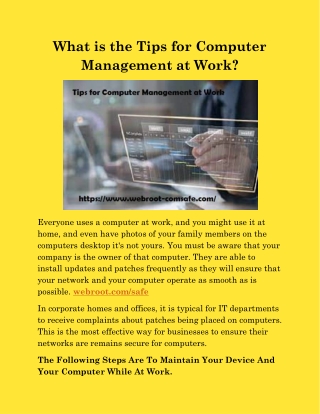 What is the Tips for Computer Management at Work?