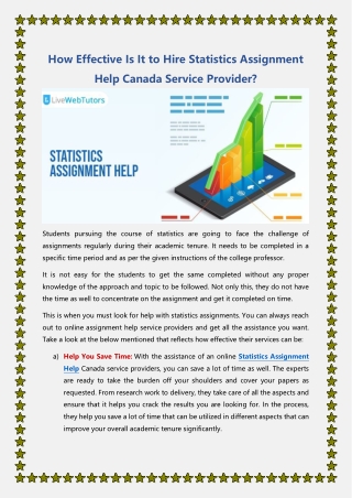 Are you looking for Statistics Assignment Help service in Canada?