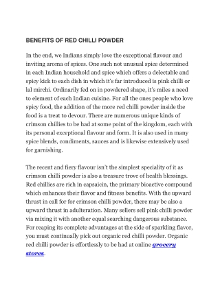 BENEFITS OF RED CHILLI POWDER