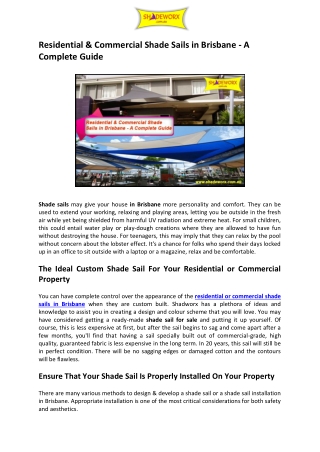 Residential & Commercial Shade Sails in Brisbane - A Complete Guide