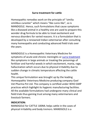 Buy MANDGOLE for CATTLE 100ml | Surra Treatment | Goel Vet Pharma
