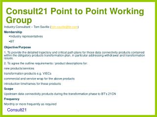 Consult21 Point to Point Working Group