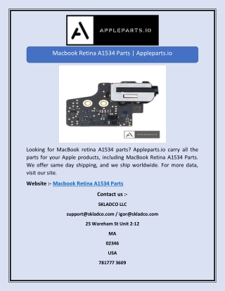Macbook Retina A1534 Parts | Appleparts.io