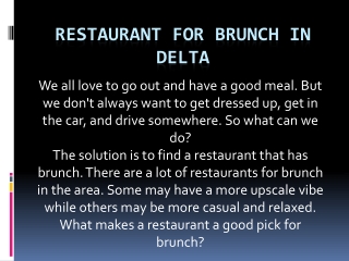 Restaurant For Brunch in Delta