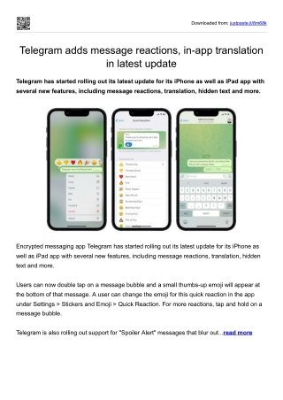 Telegram adds message reactions, in-app translation in latest update
