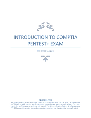 Introduction to CompTIA PenTest  Exam