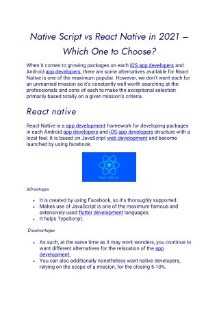 Native Script vs React Native in 2021